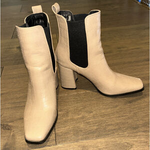 Nasty Gal Womens Shoes Croc 'N' Roll Faux Nude Leather Heeled Boots Size 9 EU 39